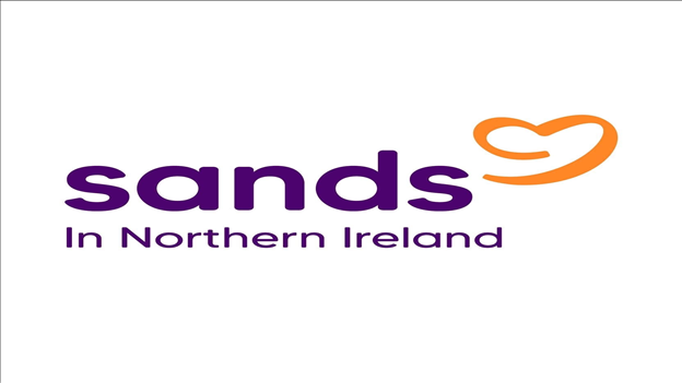 words SANDS Northern Ireland with heart coloured orange at the end